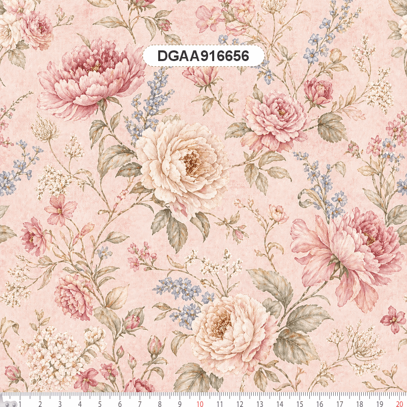 TECIDO TRICOLINE EXCLUSIVO 100% ALGODÃO - ATELIÊ DO AMOR - FLORAL ROSA ANTIGO - DGAA916656