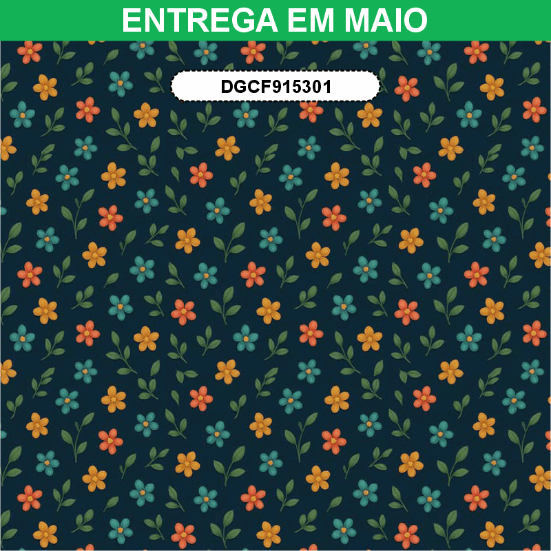 TECIDO TRICOLINE EXCLUSIVO 100% ALGODÃO - CAMINHO DAS FLORES - FLORAL - DGCF915301