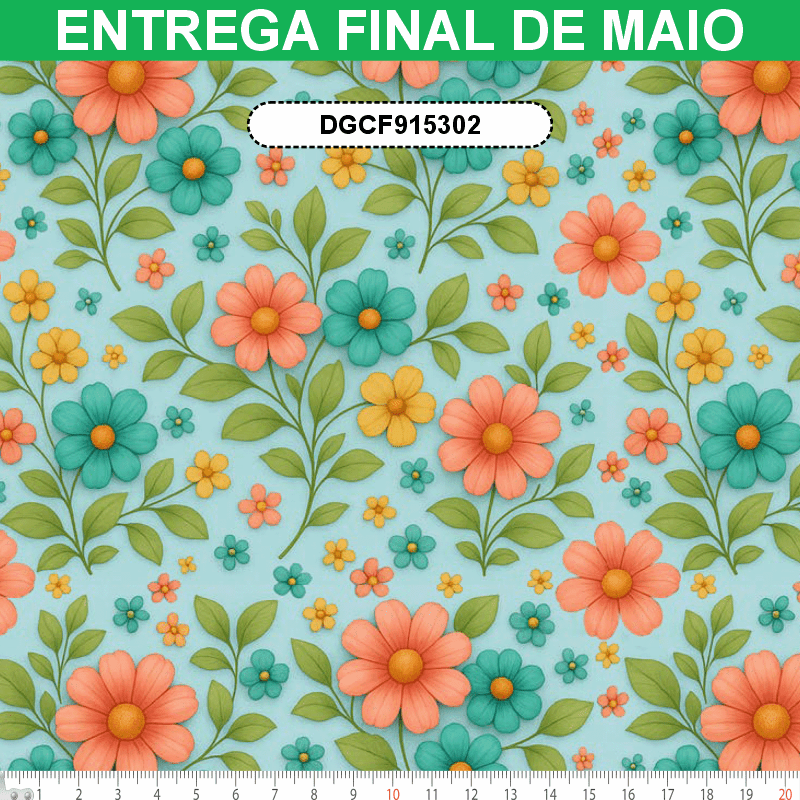 TECIDO TRICOLINE EXCLUSIVO 100% ALGODÃO - CAMINHO DAS FLORES - FLORAL - DGCF915302