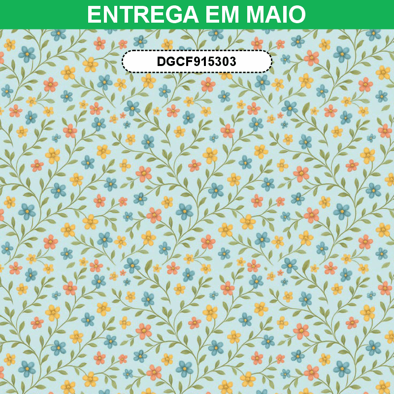 TECIDO TRICOLINE EXCLUSIVO 100% ALGODÃO - CAMINHO DAS FLORES - FLORAL - DGCF915303
