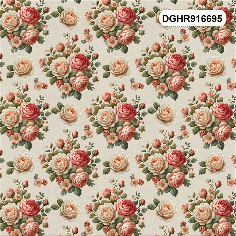 TECIDO TRICOLINE EXCLUSIVO 100% ALGODÃO - HORTÊNSIAS E ROSAS - FLORAL - DGHR916695
