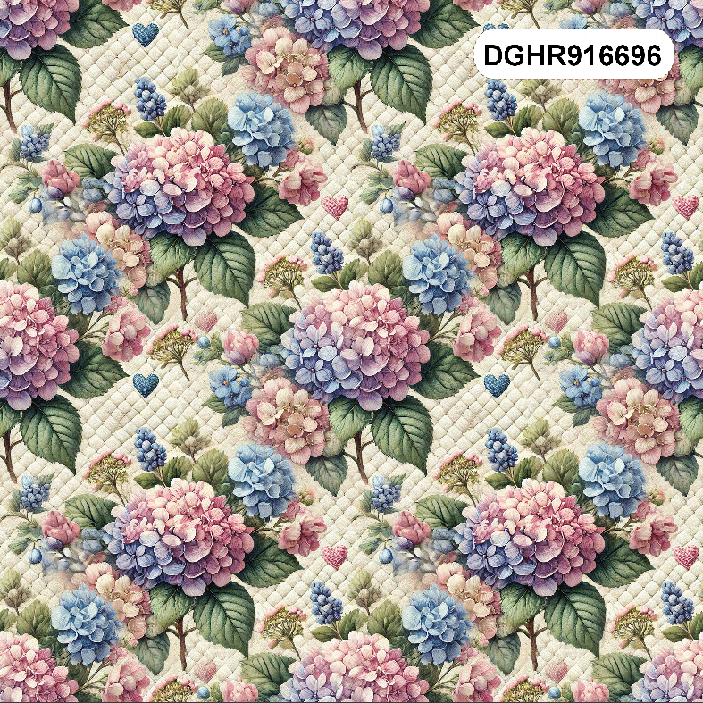 TECIDO TRICOLINE EXCLUSIVO 100% ALGODÃO - HORTÊNSIAS E ROSAS - FLORAL - DGHR916696