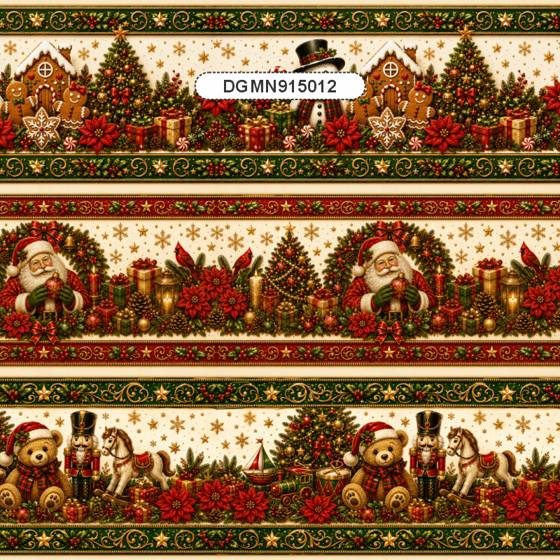 TECIDO TRICOLINE EXCLUSIVO 100% ALGODÃO - MAGIA DE NATAL - BARRADO - DGMN915012