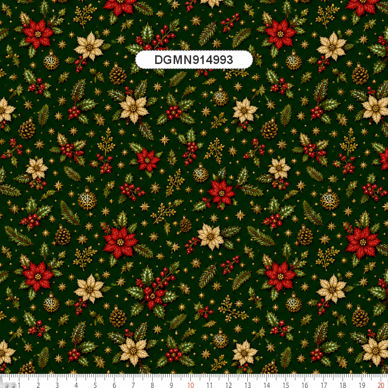 TECIDO TRICOLINE EXCLUSIVO 100% ALGODÃO - MAGIA DE NATAL - FLORAL - DGMN914993