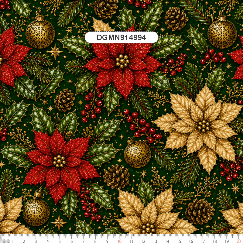 TECIDO TRICOLINE EXCLUSIVO 100% ALGODÃO - MAGIA DE NATAL - FLORAL - DGMN914994