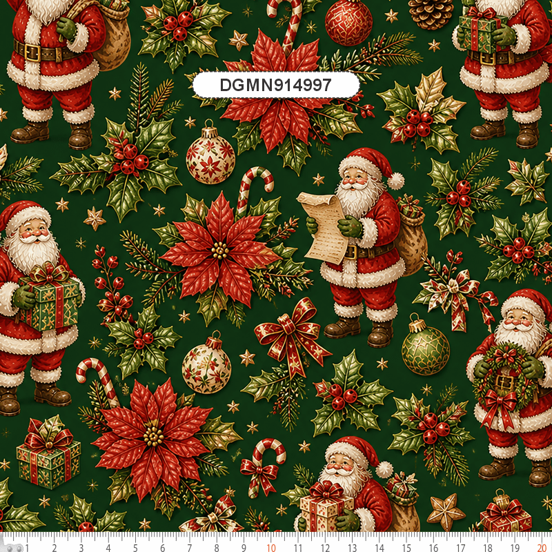 TECIDO TRICOLINE EXCLUSIVO 100% ALGODÃO - MAGIA DE NATAL - PAPAI NOEL - DGMN914997