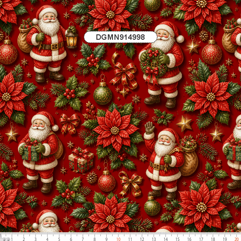TECIDO TRICOLINE EXCLUSIVO 100% ALGODÃO - MAGIA DE NATAL - PAPAI NOEL - DGMN914998