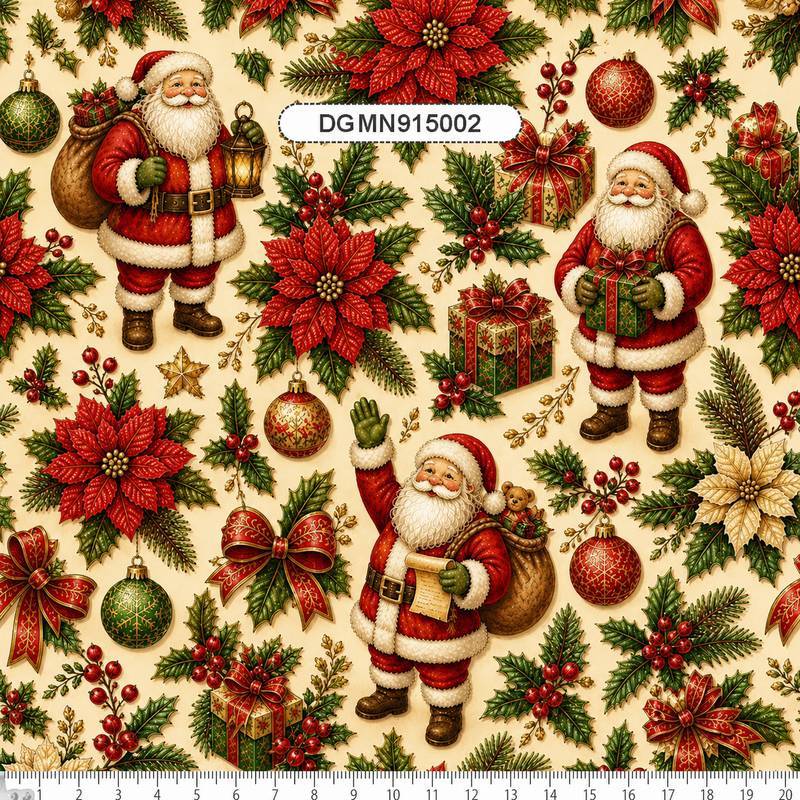 TECIDO TRICOLINE EXCLUSIVO 100% ALGODÃO - MAGIA DE NATAL - PAPAI NOEL - DGMN915002