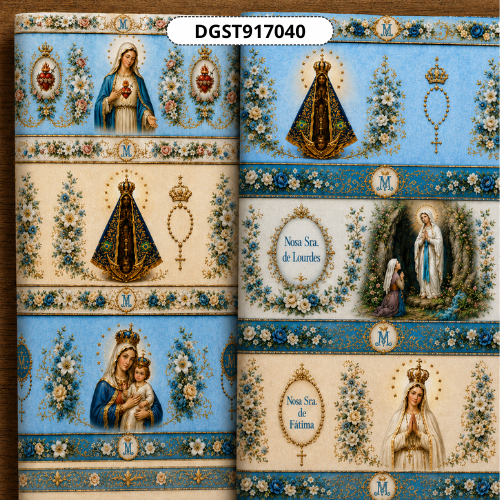 Tecido Tricoline Barrado Religioso Católico 100% Algodão – Mensagens de Fé DGST917040