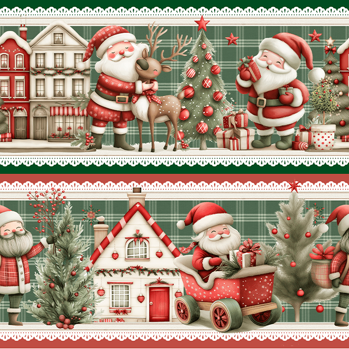 TECIDO TRICOLINE EXCLUSIVO 100% ALGODÃO - NATAL NO BOSQUE - BARRADO NATAL - DGNB914767