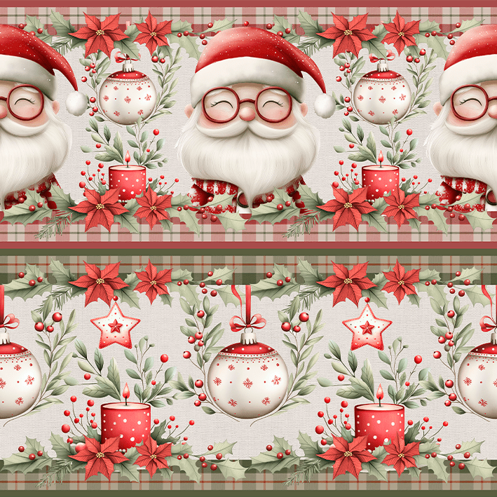 TECIDO TRICOLINE EXCLUSIVO 100% ALGODÃO - NATAL NO BOSQUE - BARRADO NATAL - DGNB914771