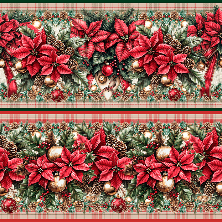 TECIDO TRICOLINE EXCLUSIVO 100% ALGODÃO - NATAL NO BOSQUE - BARRADO NATAL - DGNB914772