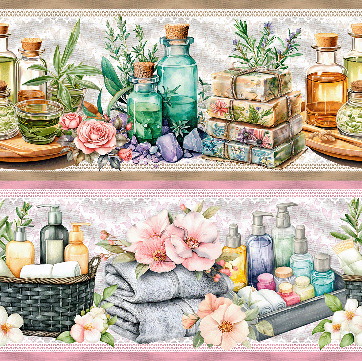 TECIDO TRICOLINE EXCLUSIVO 100% ALGODÃO - SPA TERAPIA - BARRADO - DGSP916702