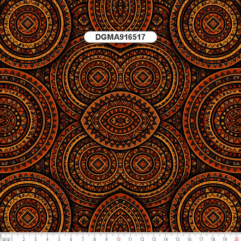 TECIDO SARJA IMPERMEAVEL EXCLUSIVO 100% ALGODÃO - MANDALAS AFRICANAS - GEOMETRICO - DGMA916517