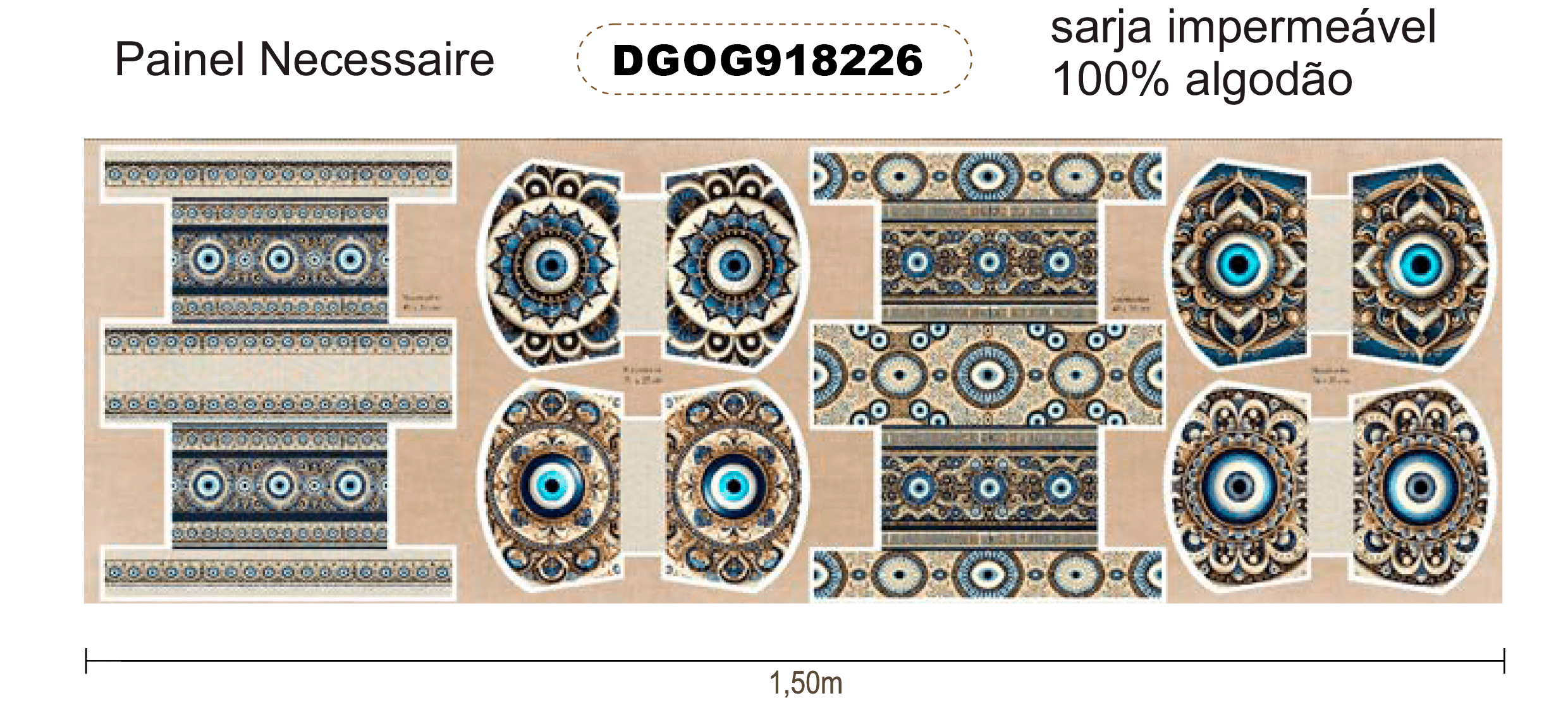 TECIDO SARJA IMPERMEAVEL EXCLUSIVO 100% ALGODÃO - OLHO GREGO - NECESSAIRE - DGOG918226