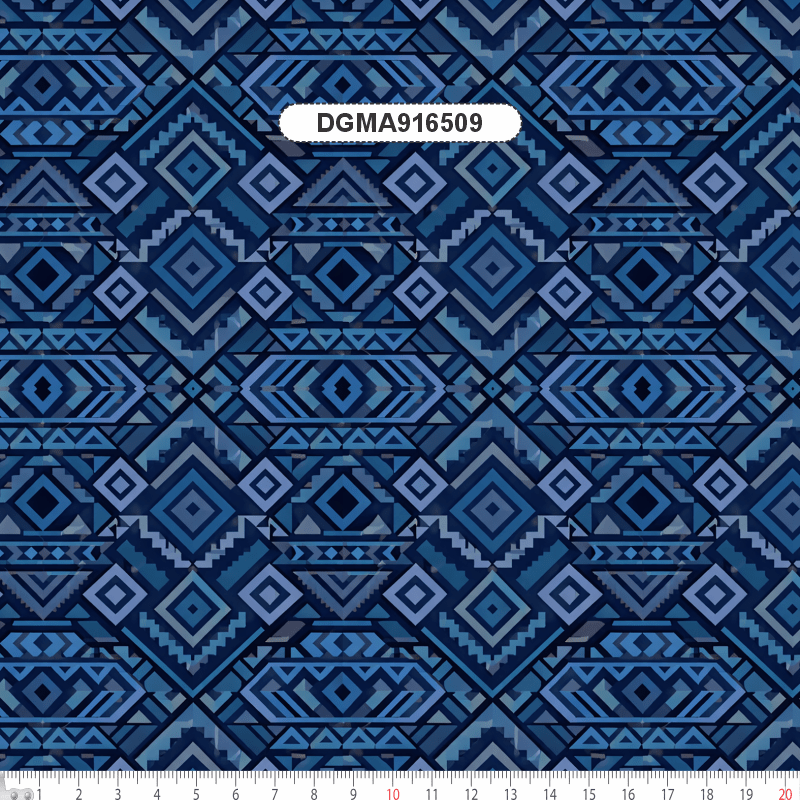 TECIDO TRICOLINE EXCLUSIVO 100% ALGODÃO - MANDALAS AFRICANAS - GEOMETRICO AZUL - DGMA916509