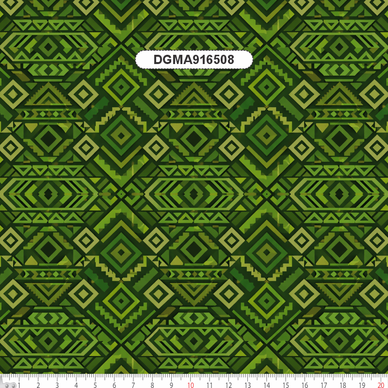 TECIDO TRICOLINE EXCLUSIVO 100% ALGODÃO - MANDALAS AFRICANAS - GEOMETRICO VERDE - DGMA916508