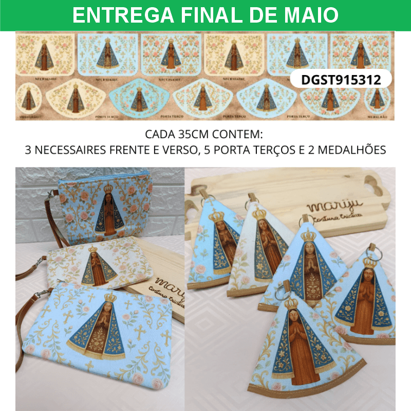 TECIDO PAINEL SARJA IMPERMEAVEL EXCLUSIVO 100% ALGODÃO - KIT NECESSAIRE RELIGIOSO - DGST915312