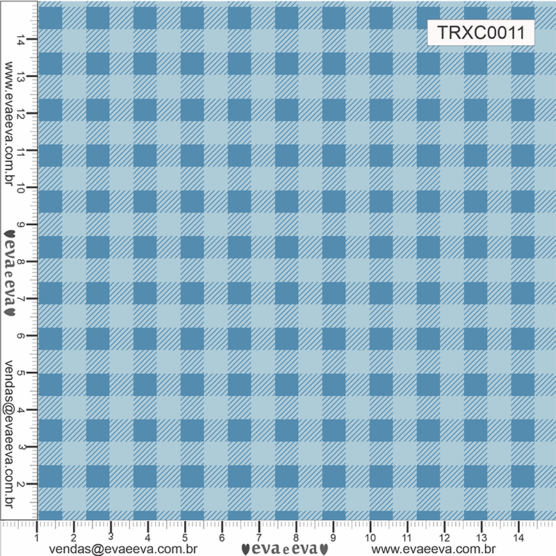 TECIDO TRICOLINE ESTAMPADO 100% ALGODÃO - XADREZ MÉDIO AZUL BEBÊ - TRXC0011