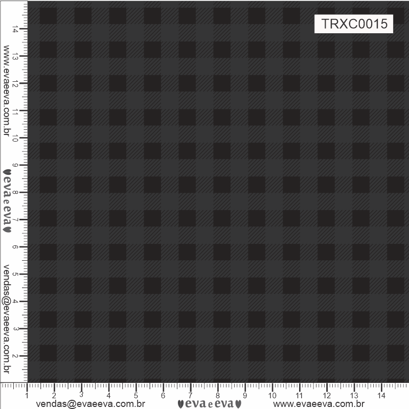 TECIDO TRICOLINE ESTAMPADO 100% ALGODÃO - XADREZ MÉDIO CINZA CHUMBO - TRXC0015