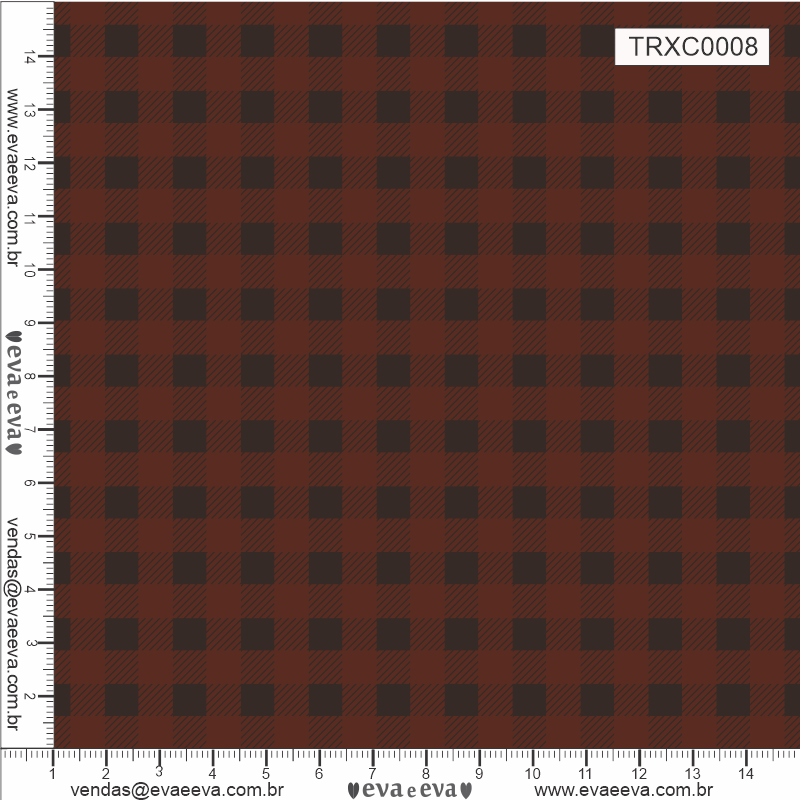 TECIDO TRICOLINE ESTAMPADO 100% ALGODÃO - XADREZ MÉDIO MARROM - TRXC0008