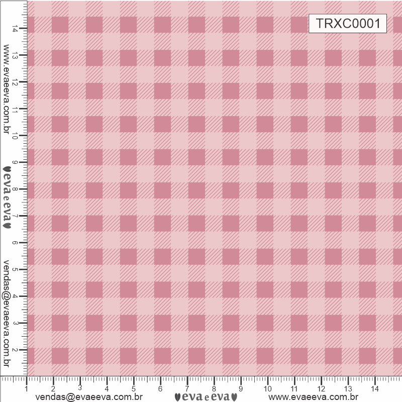 TECIDO TRICOLINE ESTAMPADO 100% ALGODÃO - XADREZ MÉDIO ROSA CLARO - TRXC0001
