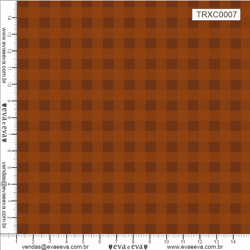 TECIDO TRICOLINE ESTAMPADO 100% ALGODÃO - XADREZ MÉDIO TERRACOTA - TRXC0007