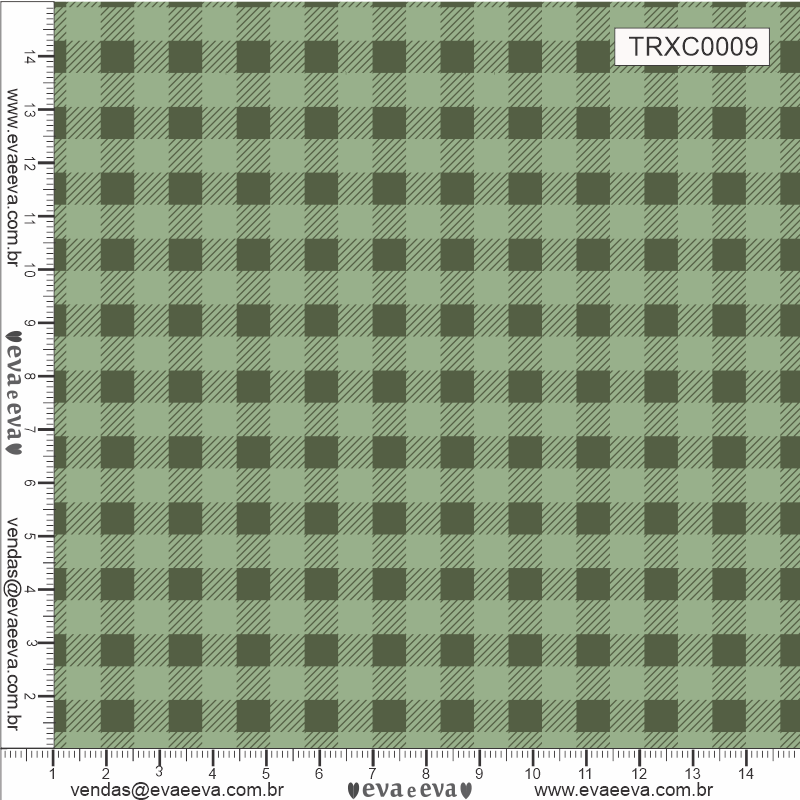 TECIDO TRICOLINE ESTAMPADO 100% ALGODÃO - XADREZ MÉDIO VERDE CLARO - TRXC0009