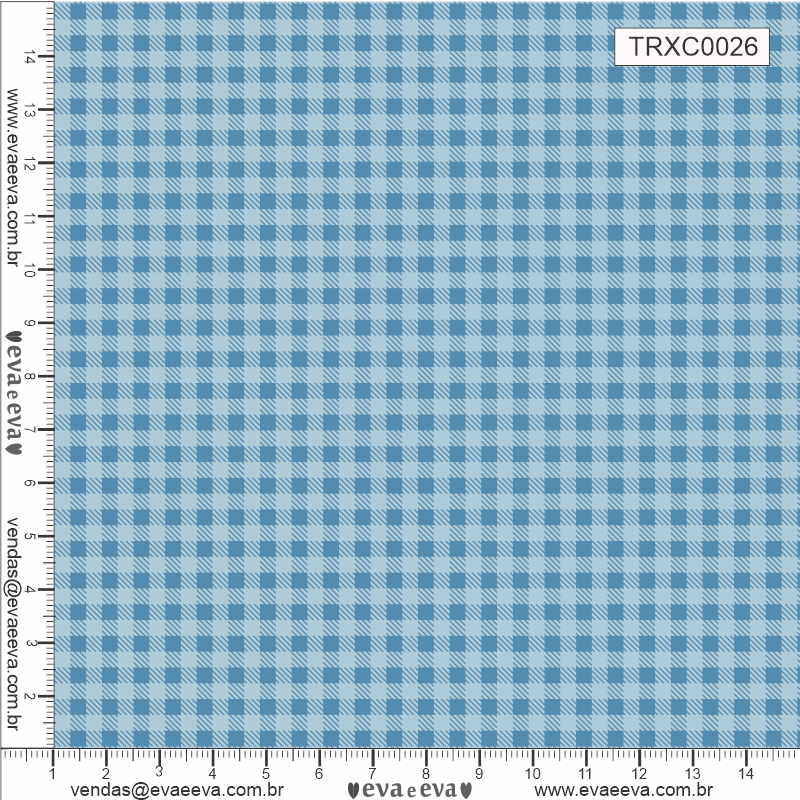 TECIDO TRICOLINE ESTAMPADO 100% ALGODÃO - XADREZ PEQUENO AZUL BEBÊ - TRXC0026