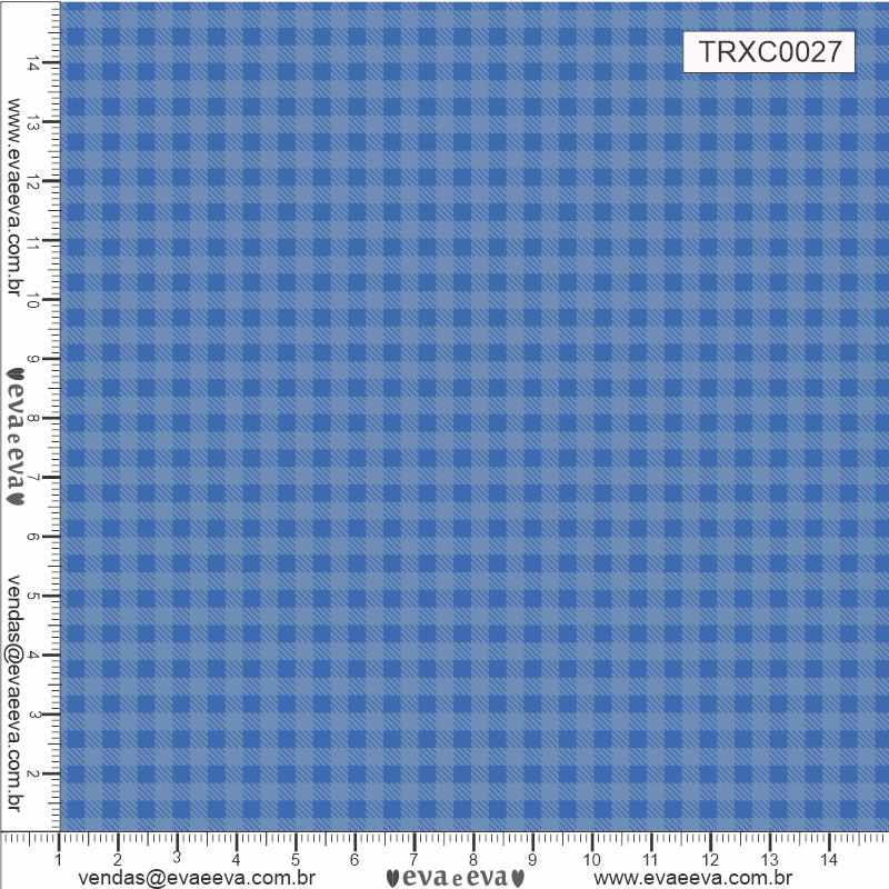 TECIDO TRICOLINE ESTAMPADO 100% ALGODÃO - XADREZ PEQUENO AZUL - TRXC0027
