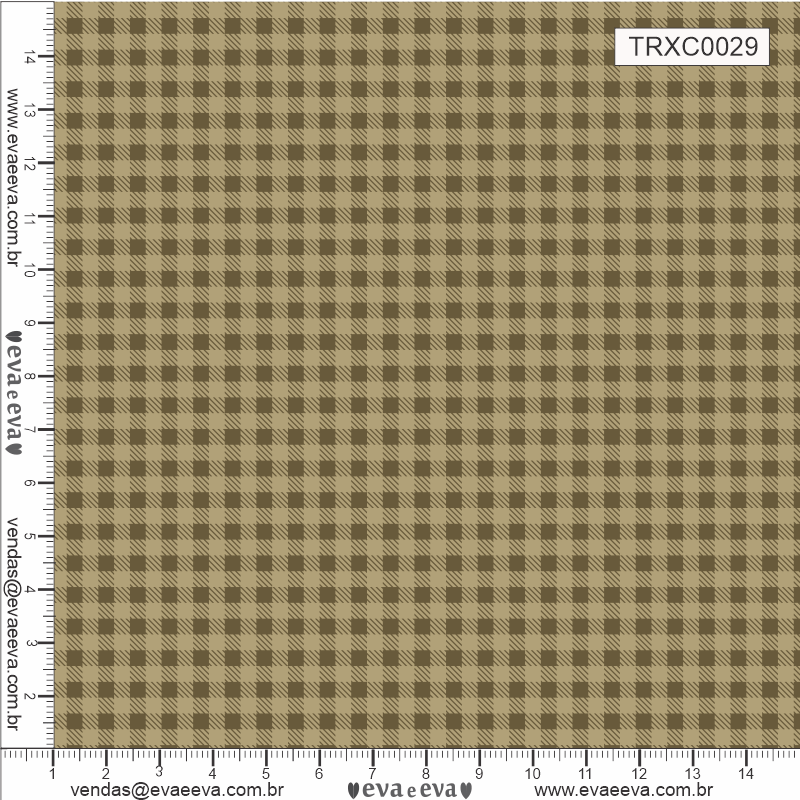 TECIDO TRICOLINE ESTAMPADO 100% ALGODÃO - XADREZ PEQUENO BEGE - TRXC0029