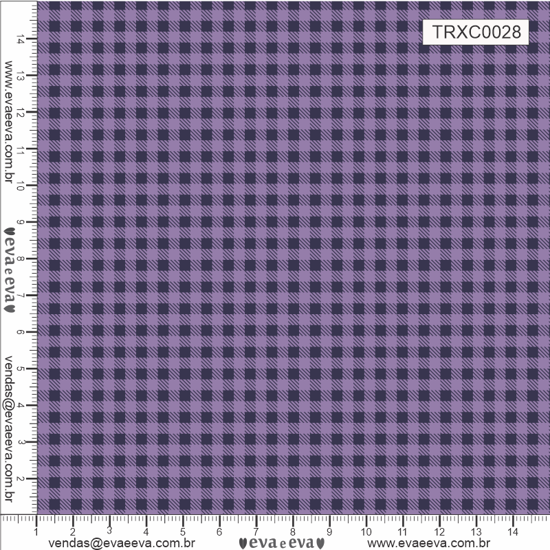 TECIDO TRICOLINE ESTAMPADO 100% ALGODÃO - XADREZ PEQUENO LILÁS - TRXC0028