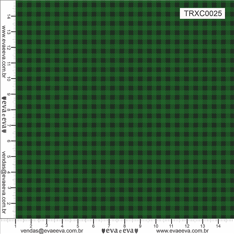 TECIDO TRICOLINE ESTAMPADO 100% ALGODÃO - XADREZ PEQUENO VERDE ESCURO - TRXC0025
